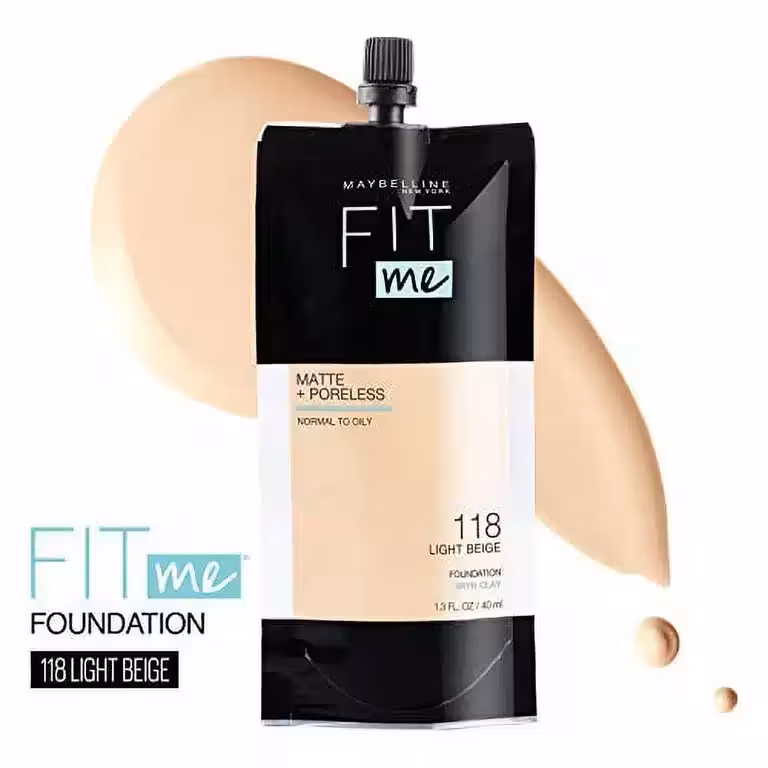 کرم پودر فیت می میبلین تیوپی اصل 40 میل MAYBELLINE FIT ME MATTE & PORELESS FOUNDATION