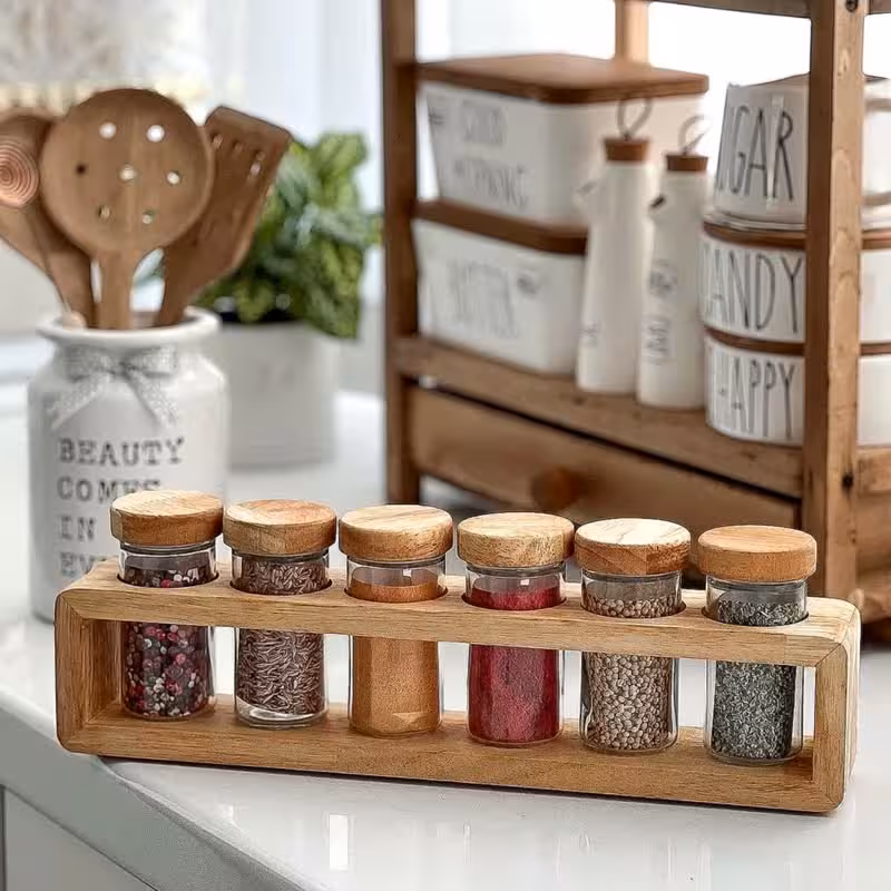 ست ادویه 6 عددی چوبی لیمون