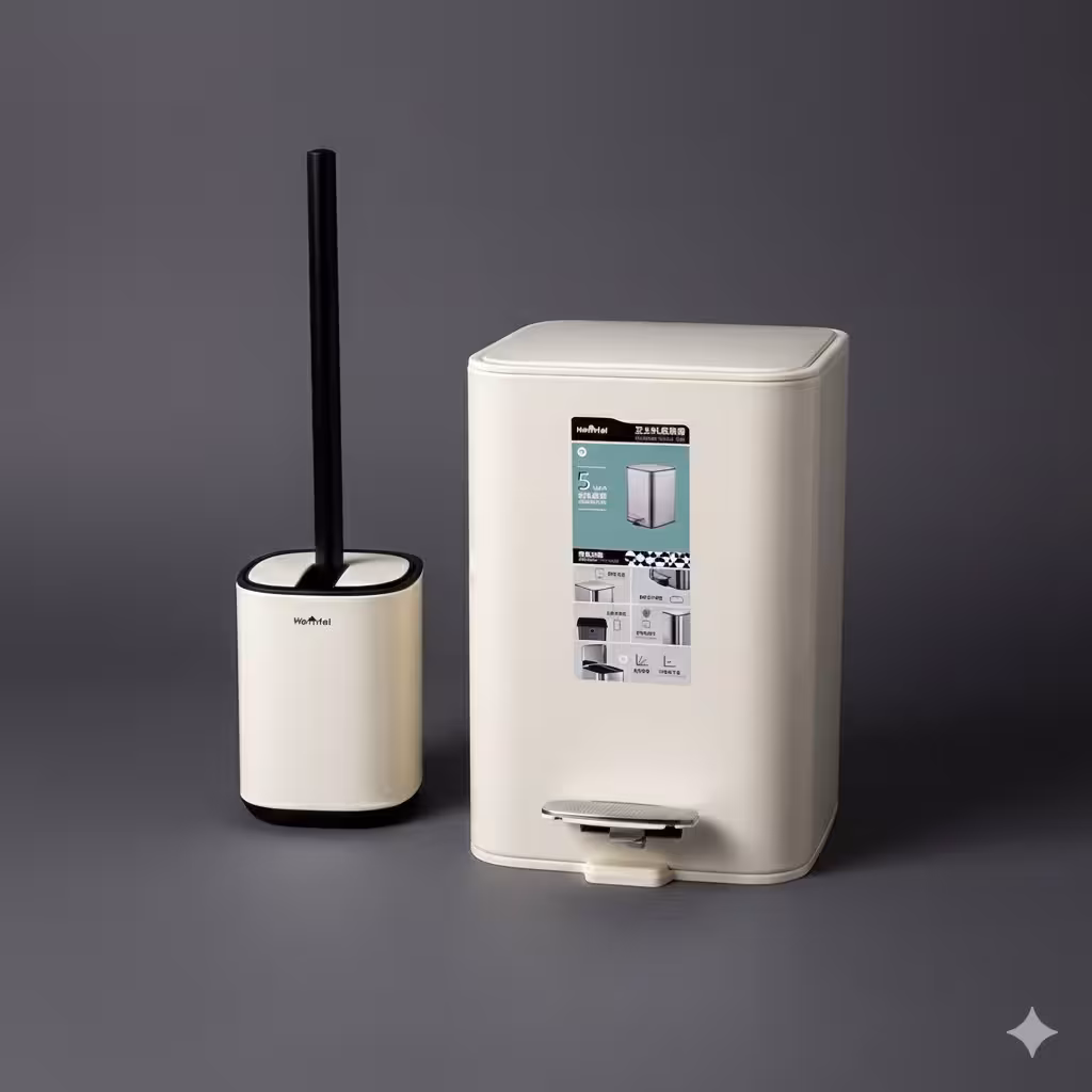 سطل و فرچه پدالی مربع‌شکل Homfel | آرام‌بند سفید