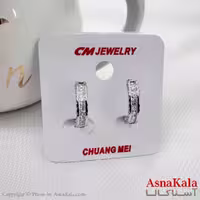 گوشواره حلقه ای استیل دخترانه مدل نگین ظریف برند cm کد GSH15913W