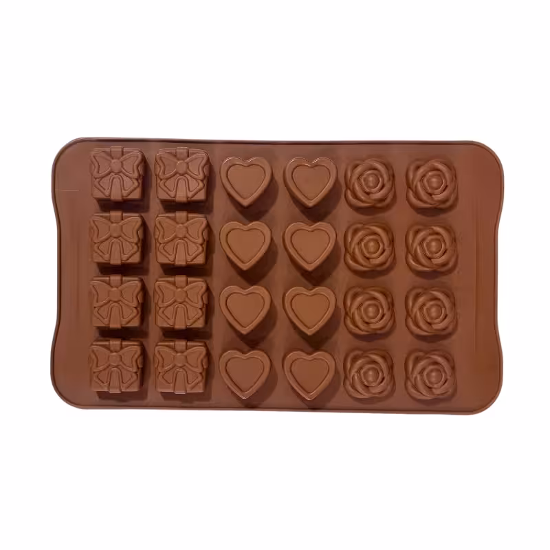 قالب سیلیکونی شکلات قلب و پاپیون 14 در 22 سانت