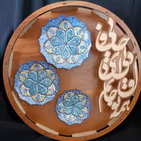 قاب گرد مینا کاری.دیوارکوب سری یه تایی.سایز8/10و 12سانت.صنایع دستی اسماعیلی