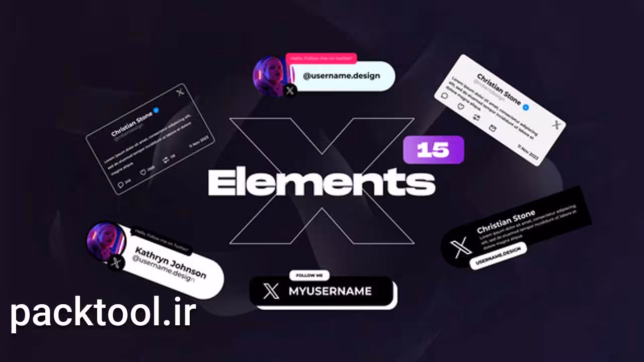 دانلود پک المان های شبکه های اجتماعی پریمیر Social Media Elements - پک تول