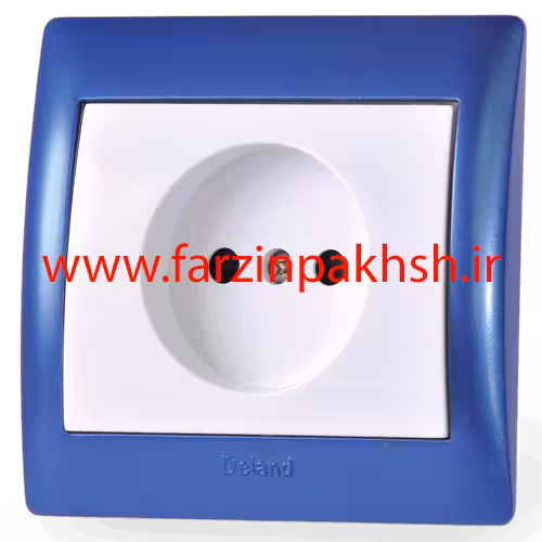 پریز برق ساده محافظ دار با پایه سرامیکی توکار دلند مدل آریا با قاب رنگی