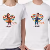 تی شرت ست ولنتاین عاشقانه طرح «دختر و پسر خواننده» کد T921