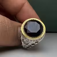 انگشتر عقیق یمنی مشکی کد 12175