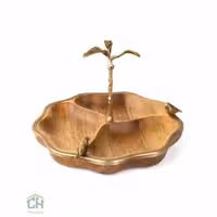 اردو خوری چوب و برنج گرد 3 تایی گلدکیش طرح WOOD مدل GK829470