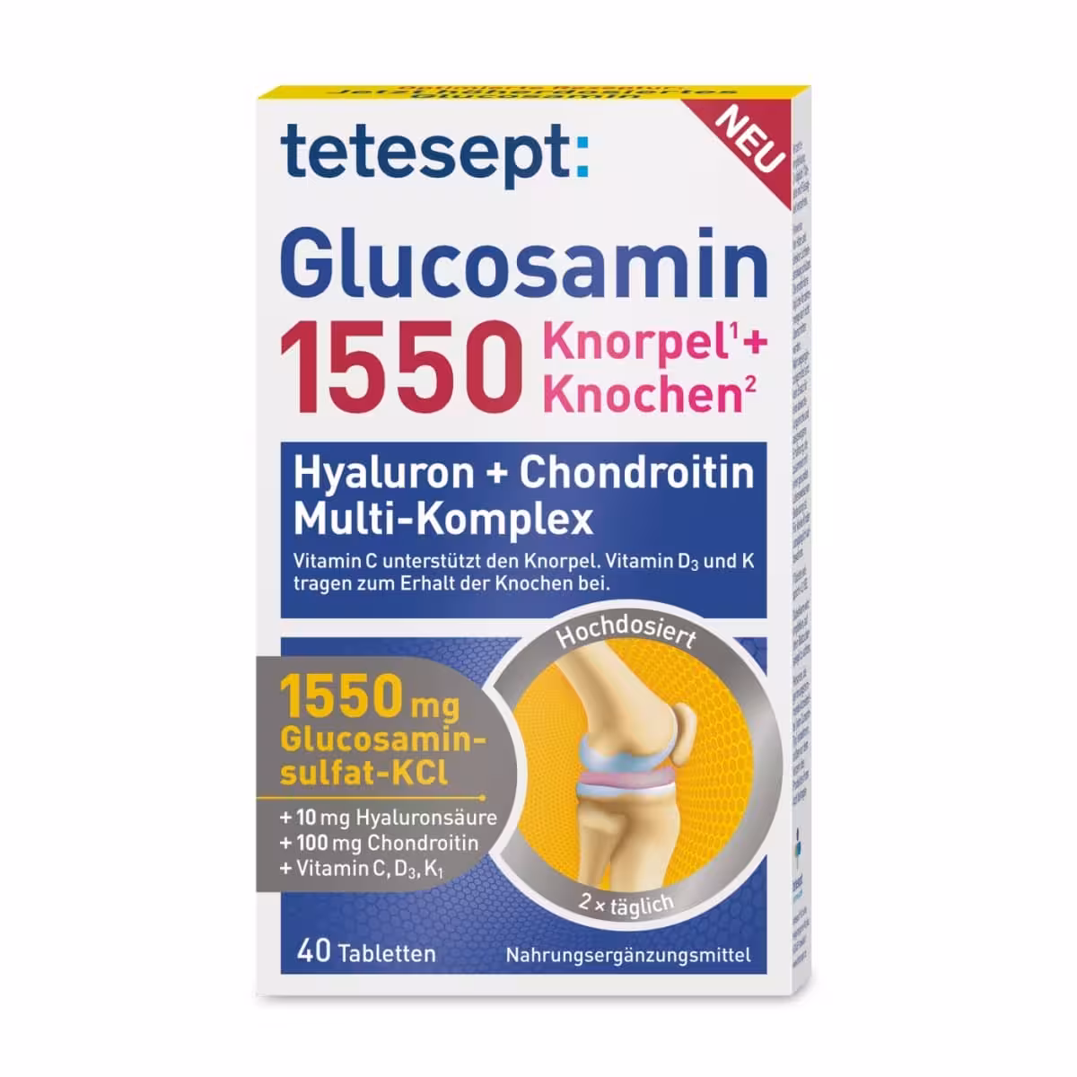 گلوکوزامین 1550 تتسپت آلمان اصل 40 عددی tetesept Glucosamine 1550