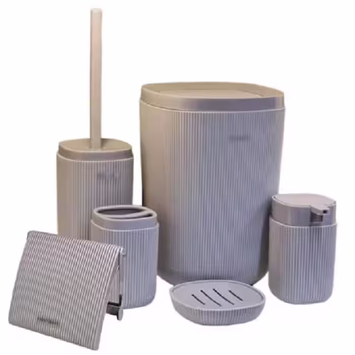 ست سرویس بهداشتی 6 پارچه کنتراست مدل شیاردار روما کد TP740 | کالا مکس