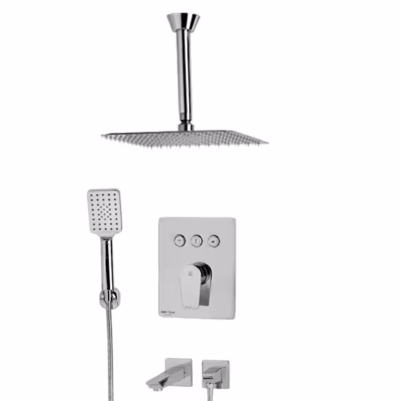 متعلقات حمام KWC مدل ورونا تیپ 4 با آبریز مربع کروم