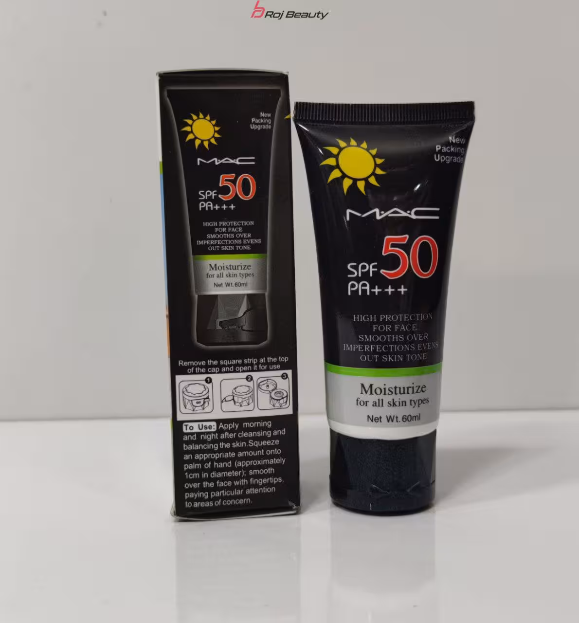 ضد آفتاب بی رنگ مک  SPF 50 PA+++  مرطوب کننده برای انواع پوست Net Wt 60m