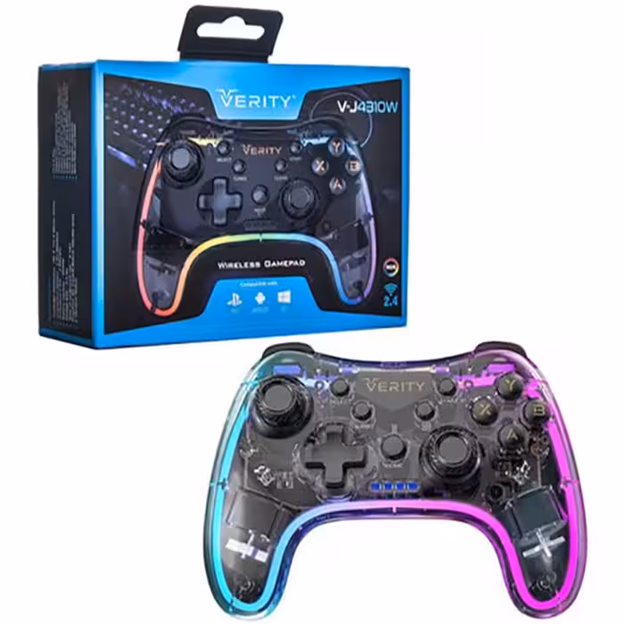 دسته بازی تک شوک دار بی سیم شارژی RGB دار وریتی Verity V-J4310W