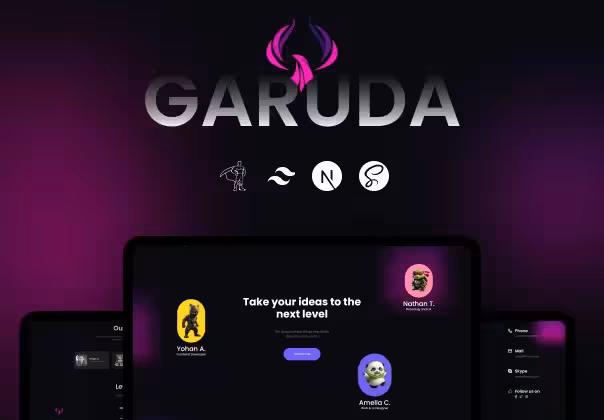 قالب NextJs وب‌سایت نمونه کار و  آژانس | Garuda