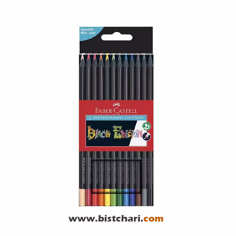 مداد رنگی 12 رنگ سری Black edition جعبه مقوایی برند فابرکاستل Faber Castell
