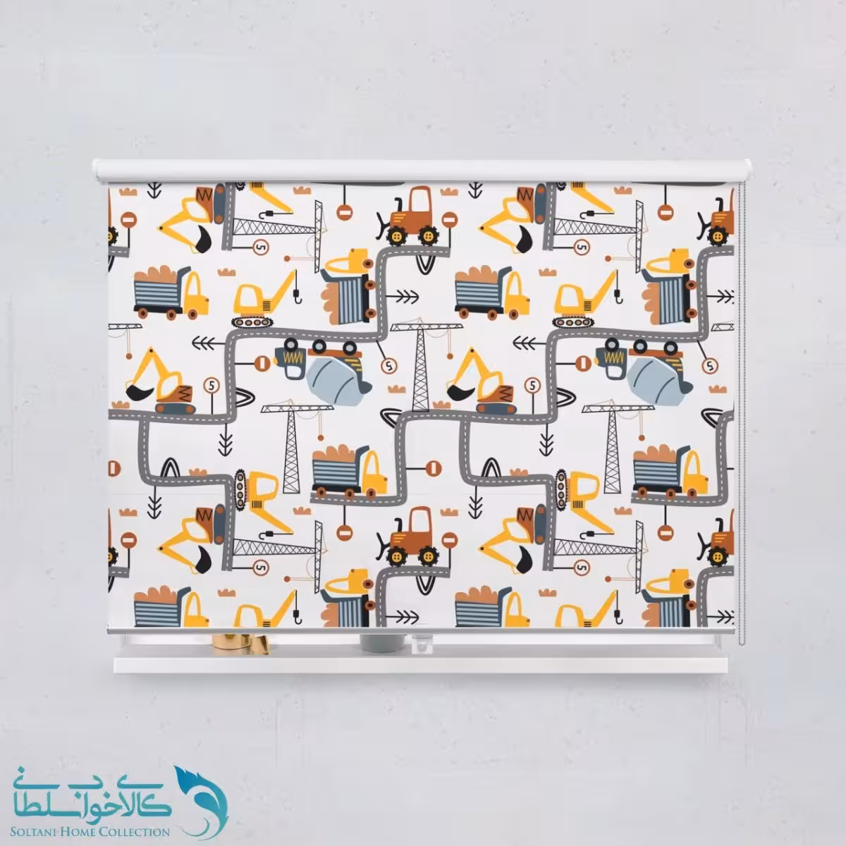 پرده شید اتاق کودک طرح ساخت و ساز کد A2610