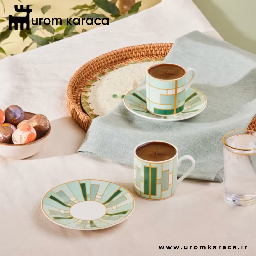 سرویس قهوه خوری 2 نفره کاراجا Kiva حجم 80 میلی سبز