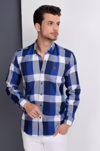 پیراهن / بلوز دکمه دار آبی مردانه G662 تیره اورجینال Dewberry