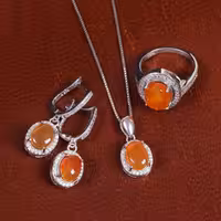 نیم ست عقیق زنانه کد 16895 - جواهری مشاهیر