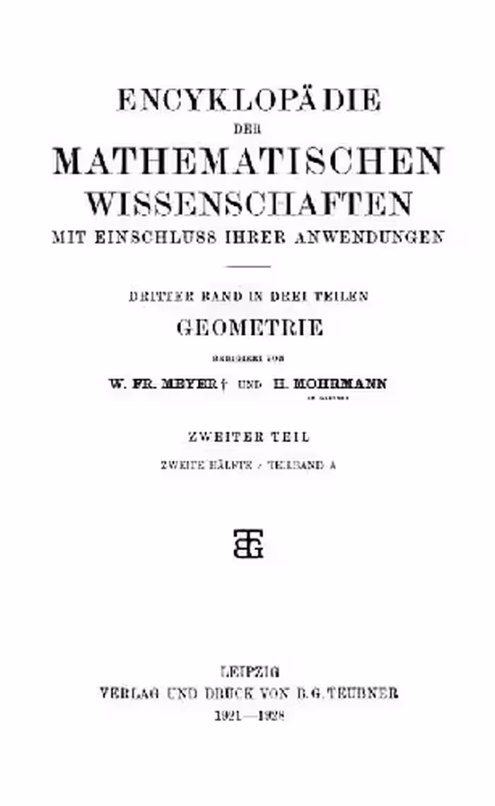 خرید و دانلود نسخه کامل کتاب Encyclopaedie der mathematischen Wissenschaften und Anwendungen. Geometrie