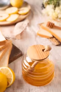 عسل خوری شیشه ای درب چوبی دنیز