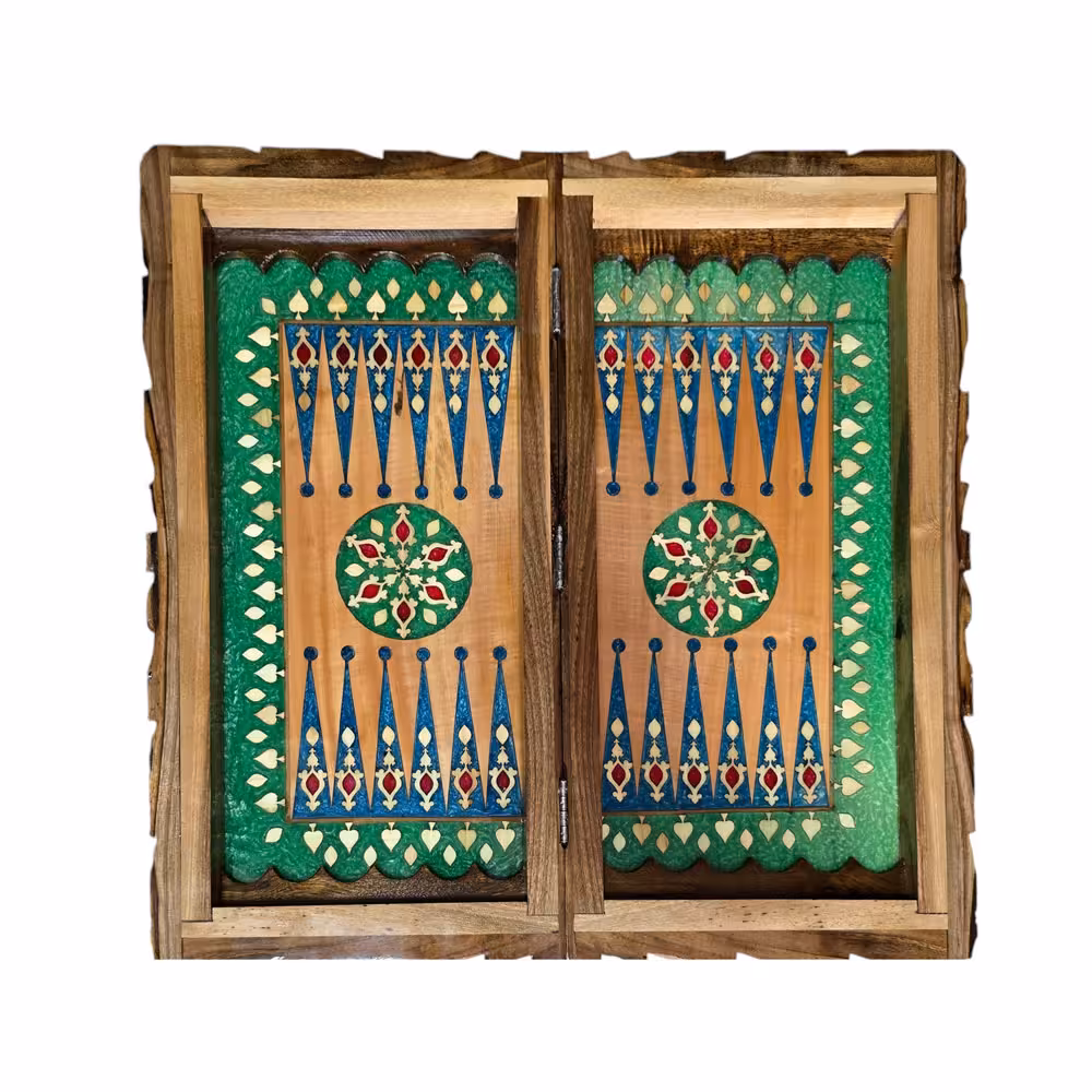 تخته نرد و شطرنج منبت کاری چوب گردو سنندج کد311