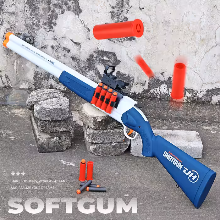 تفنگ دو لول تیر اسفنجی کمر شکن پوکه پران بزرگ