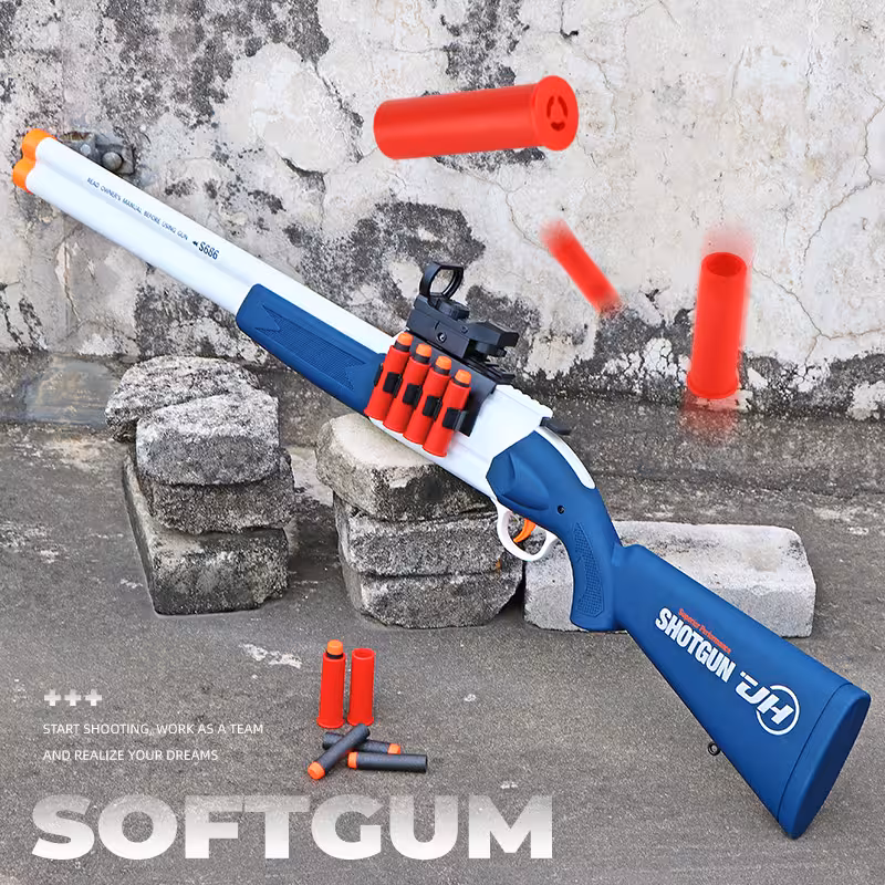 تفنگ دو لول تیر اسفنجی کمر شکن پوکه پران بزرگ