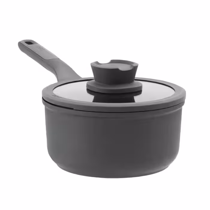 شیرجوش 18 سانتی‌متر دربدار مشکی برگهف BergHOFF Stone 7″ Non-stick Saucepan 2.1Qt., Glass Lid کد 3950300