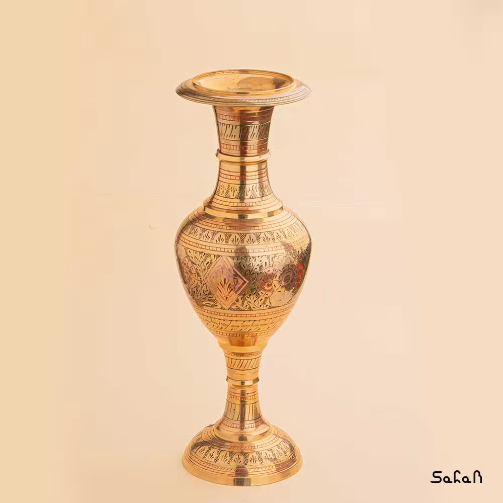 گلدان برنجی قلمزنی طلایی