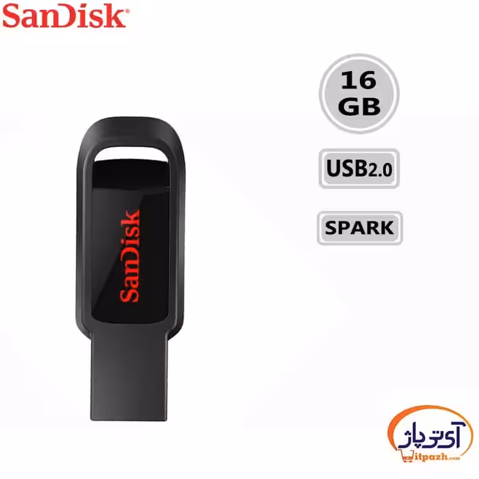 فلش مموری USB2.0 سن دیسک 16 گیگابایت مدل SanDisk Cruzer Spark