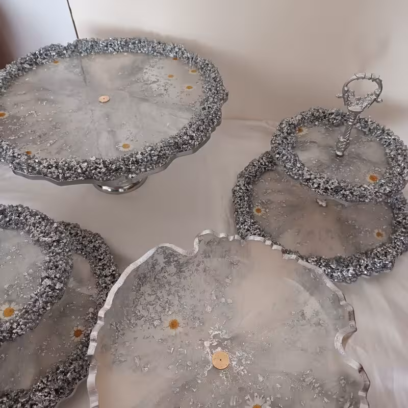 ست ظروف سرو و پذیرایی رزینی بابونه 4تکه