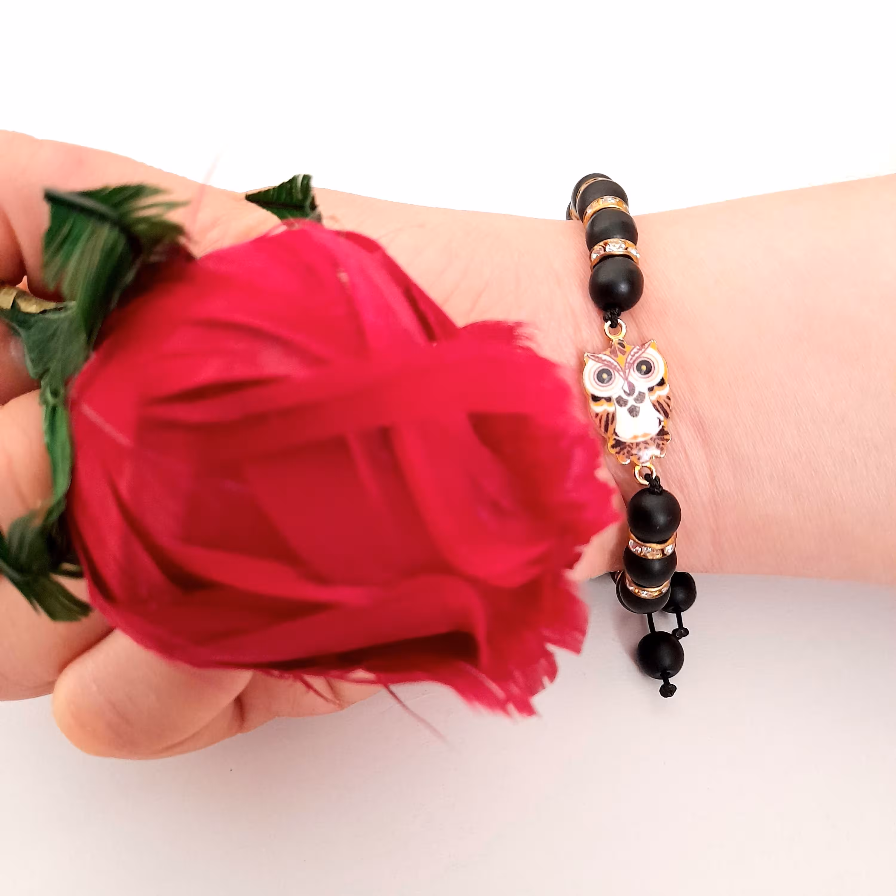 دستبند مشکی مات(مدل جغد)