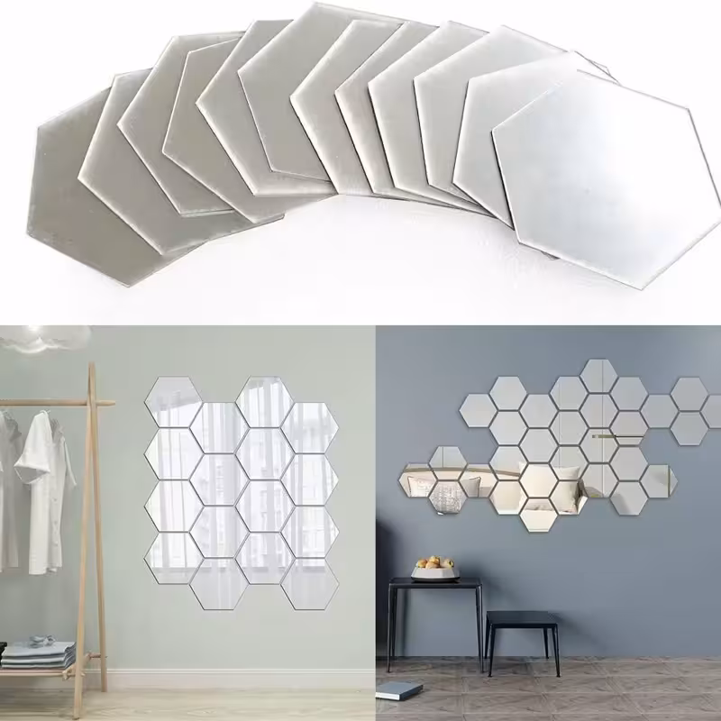 آینه چسبی نشکن طرح شش ضلعی (پک 2 عدد) (ارسال رایگان)