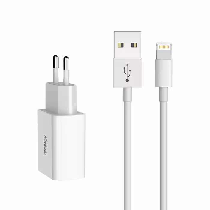 شارژر 2 پورت یو اس بی با کابل لایتنینگ مک دودو گارانتی متین Mcdodo CH-6720