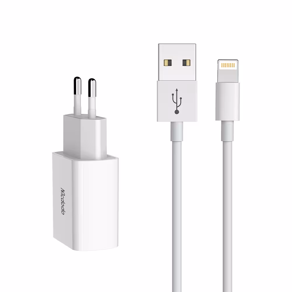 شارژر 2 پورت یو اس بی با کابل لایتنینگ مک دودو گارانتی متین Mcdodo CH-6720