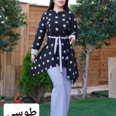 تونیک شلوارکمربندی خال درشت 816