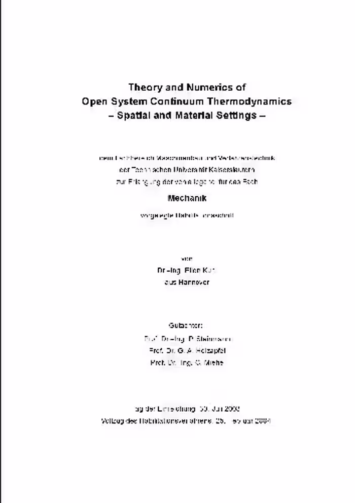 خرید و دانلود نسخه کامل کتاب Theory and numerics of open system continuum thermodynamics
