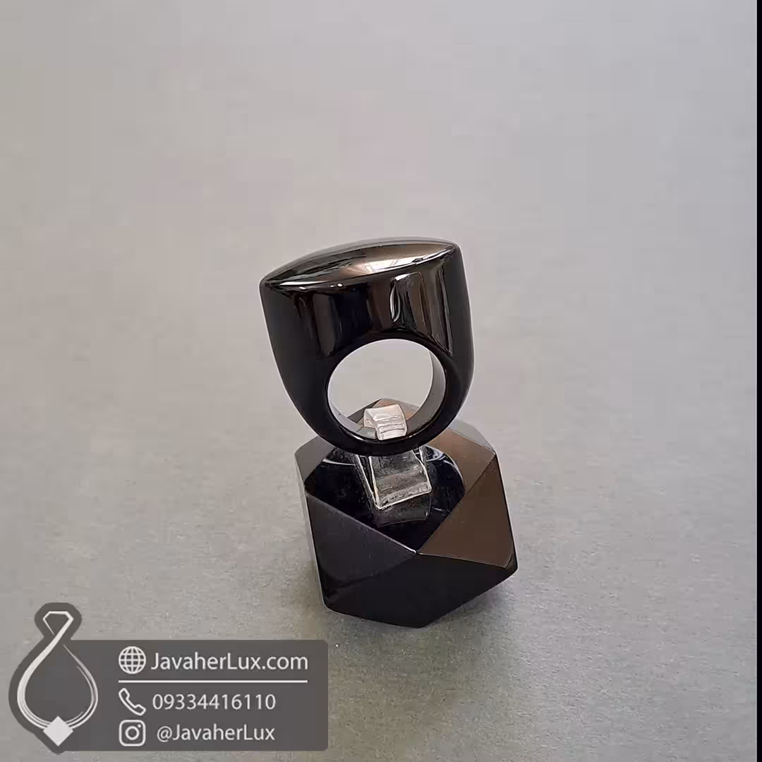 انگشتر تمام سنگ عقیق سیاه (اونیکس) – نماد قدرت، آرامش و زیبایی _ کد 401103
