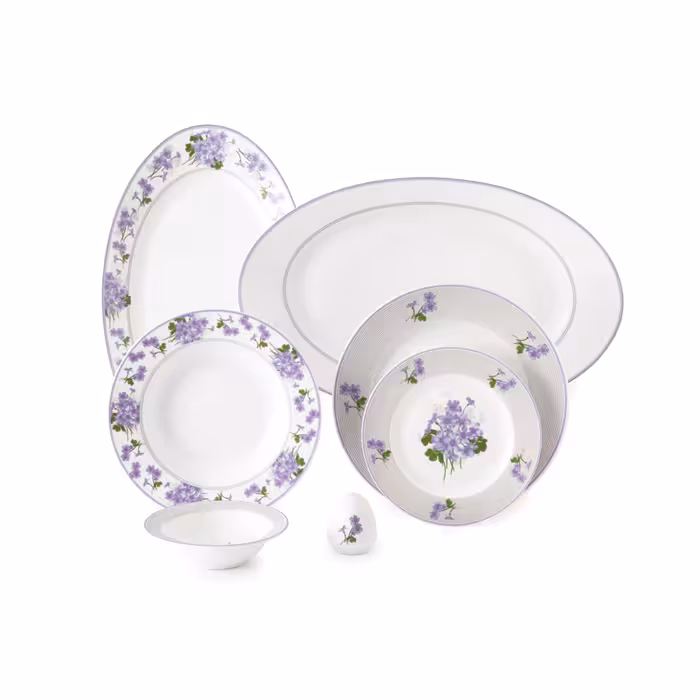 سرویس 28 پارچه 6 نفره طرح یاس بنفش