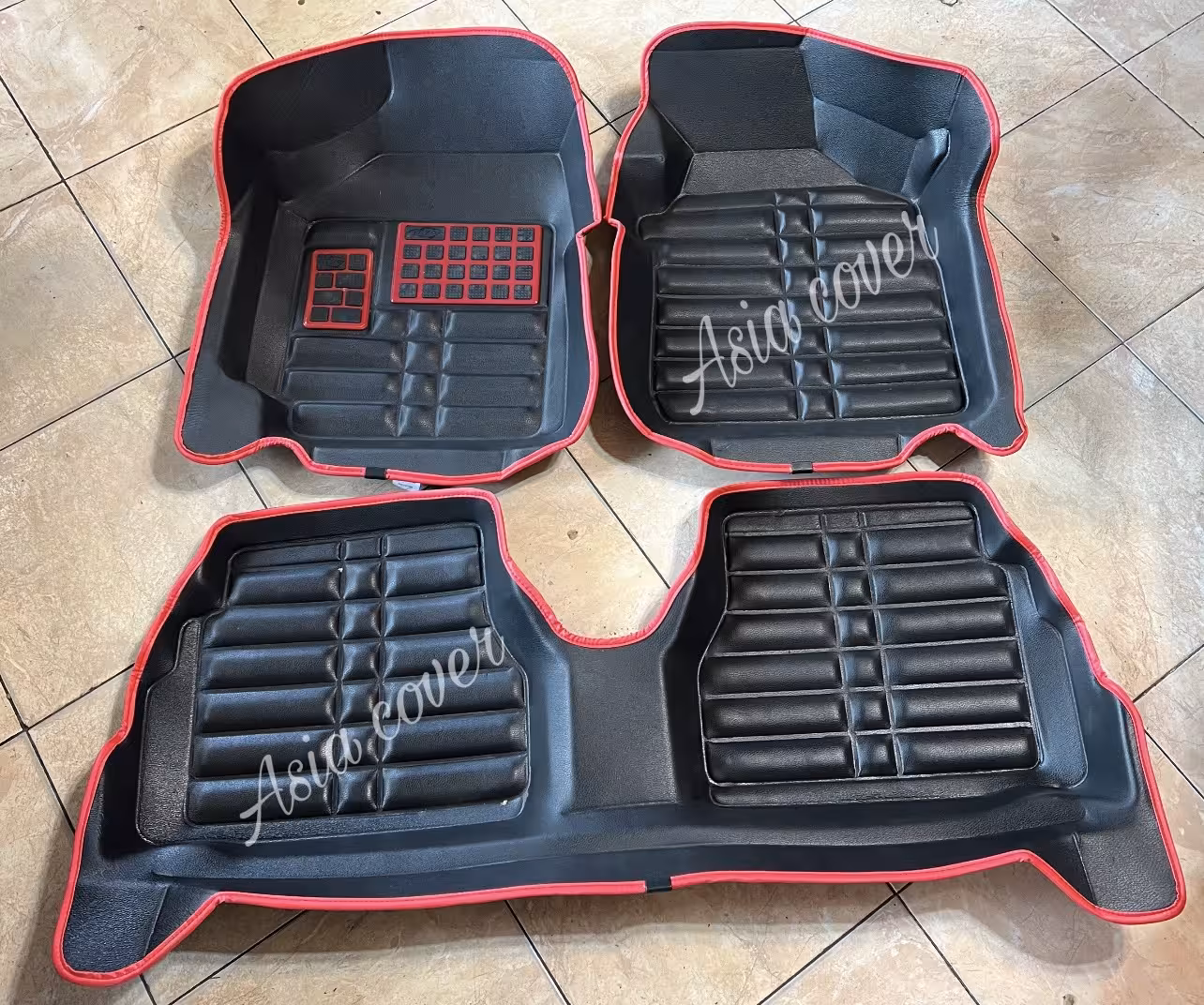 کفپوش کوییک پنج بعدی چرمی درجه یک سنگین فیت مدلAS دیواربلندپشت نانوضدآب