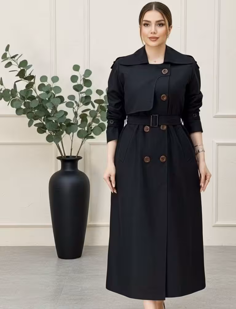 مانتو بارانی پریسا جنس کتان کجراه گرم بالا بسیار شیک تنخور فوق العاده  سایز بندی فری 38 تا 48