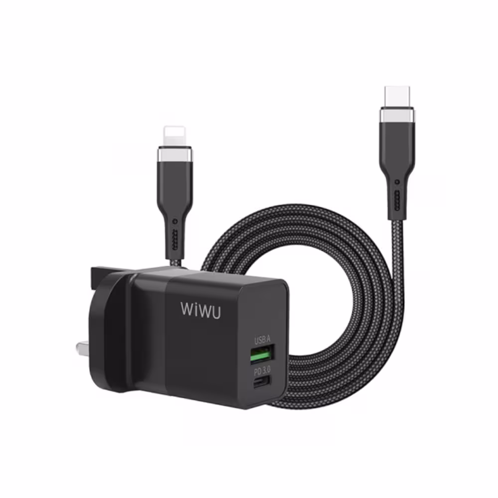 آداپتور فست شارژ ویو مدل WiWu Quick Charge Bundle بهمراه کابل USB-C به لایتنینگ با حداکثر توان 30W
