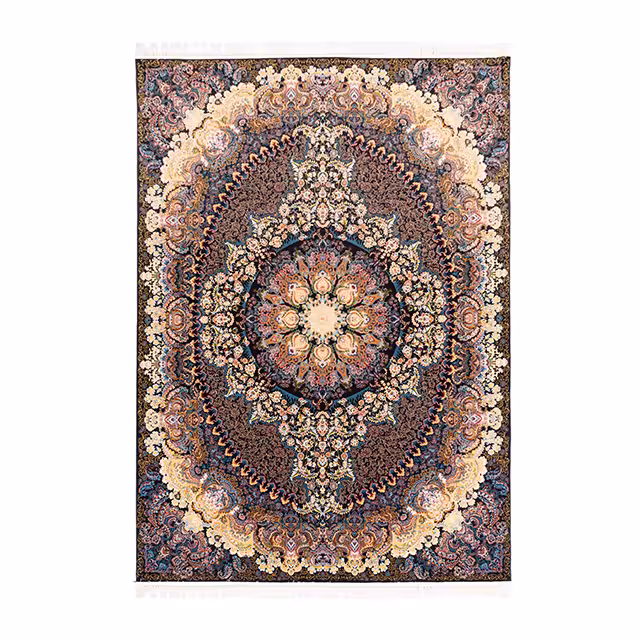 فرش ماشینی دنیای فرش طرح آذرنوش رنگ زمینه مشکی