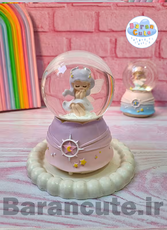 گوی موزیکال برفی چراغ دار (سایز متوسط) طرح فرشته مو یاسی