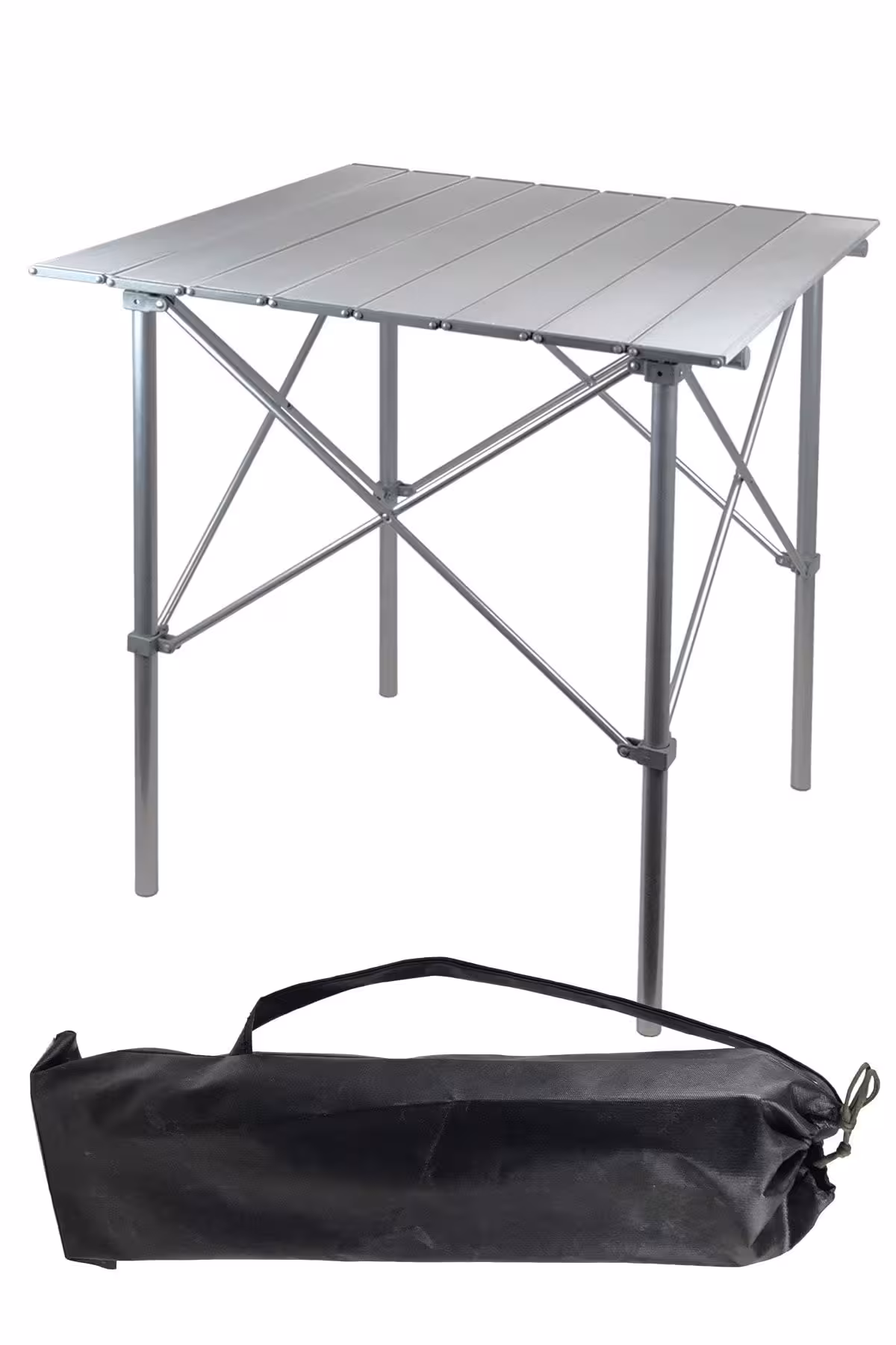میز کمپ خاکستری کمپینگ کیسه اردوگاه تاشو آلومینیوم با کیف 70X70Cm پیک نیک عملی Ha031 Binbirreyon