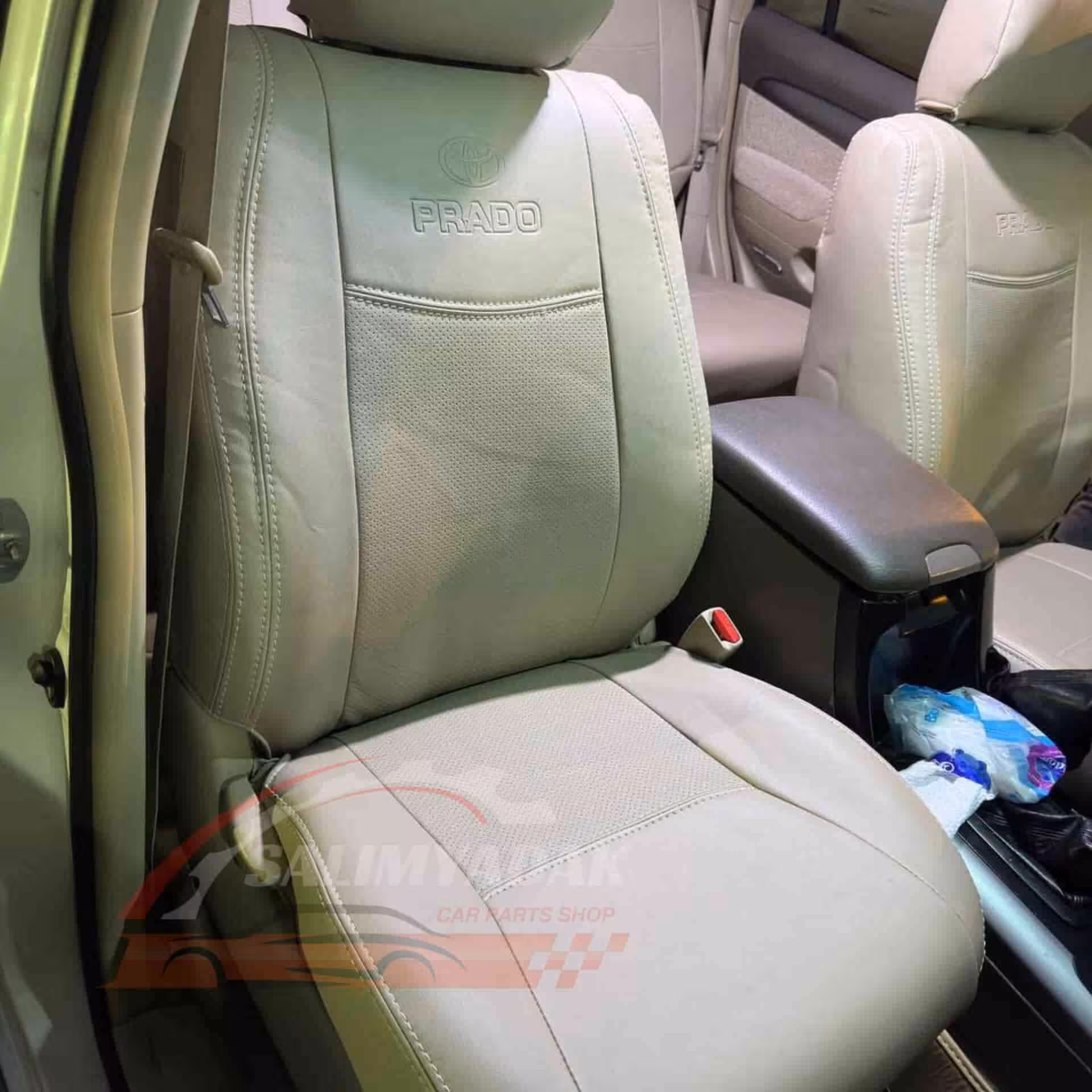 روکش صندلی تویوتا پرادو دو درب 2005-2010 چرم رنگ کرم استخوانی