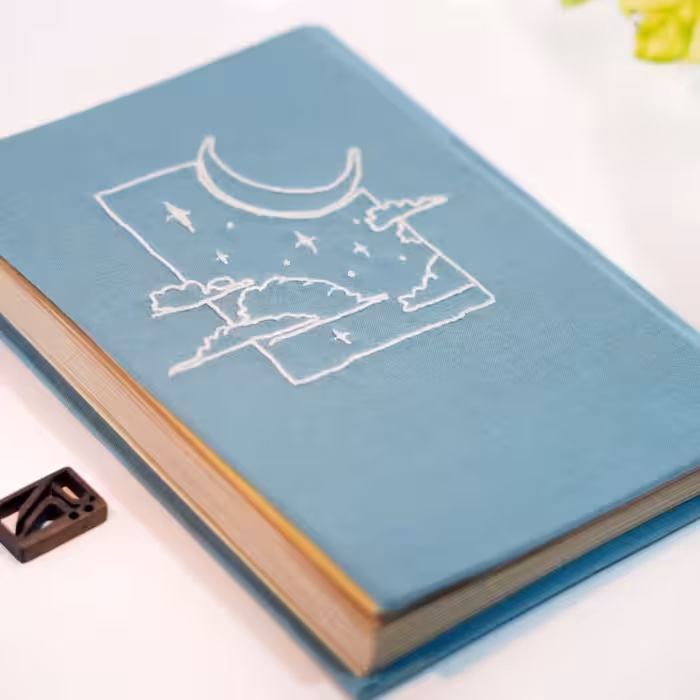 دفتر دستساز گلدوزی شده مهتاب BABAK PEN Handmade notebook embroidery Moonlight