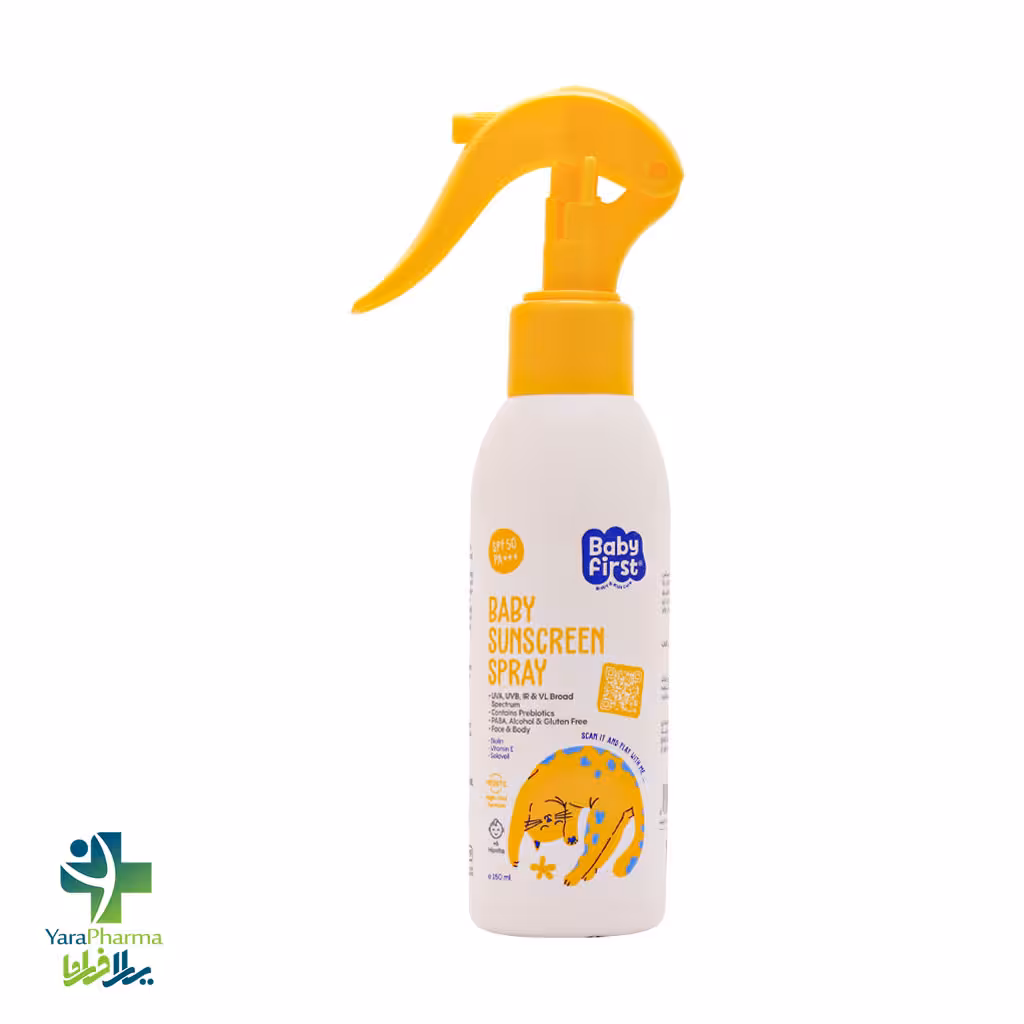 اسپری ضدآفتاب کودکان بیبی فرست سی گل SPF50 حجم 150 میلی لیتر