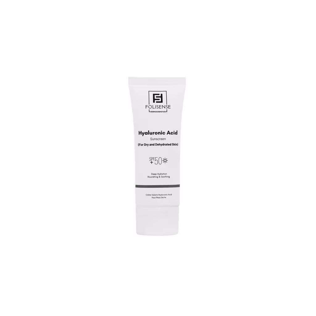کرم ضدآفتاب پوست خشک حاوی هیالورونیک اسید فولی سنس (SPF50)