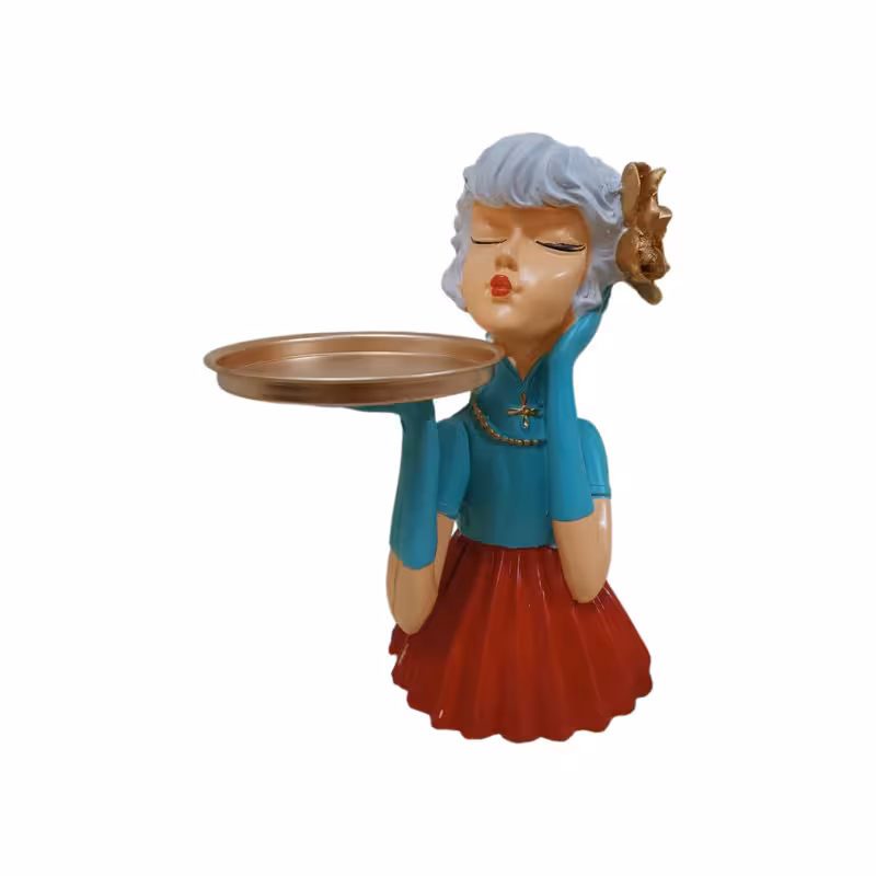 مجسمه مدل دختر سینی به دست